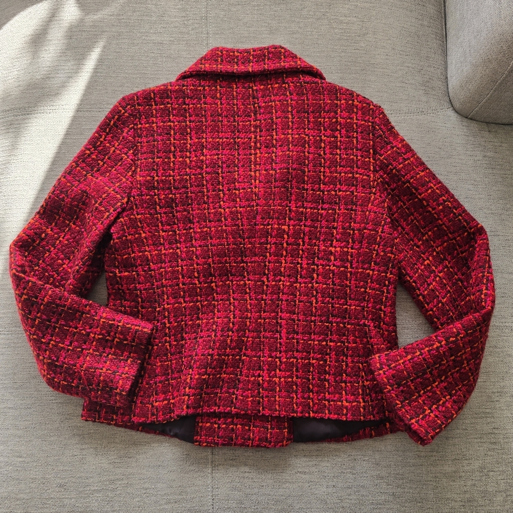Talbots Red & Pink Tweed Cropped Peacoat Jacket Sz 10P - Picture 9 of 12